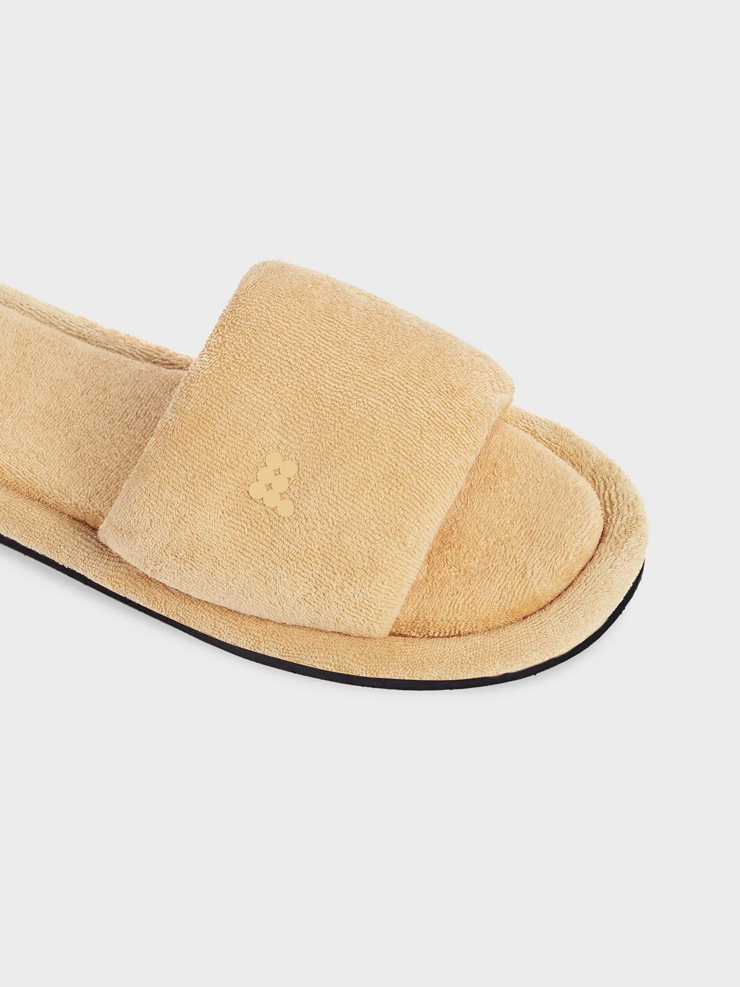 Summer Towelling Slippers—dark sand